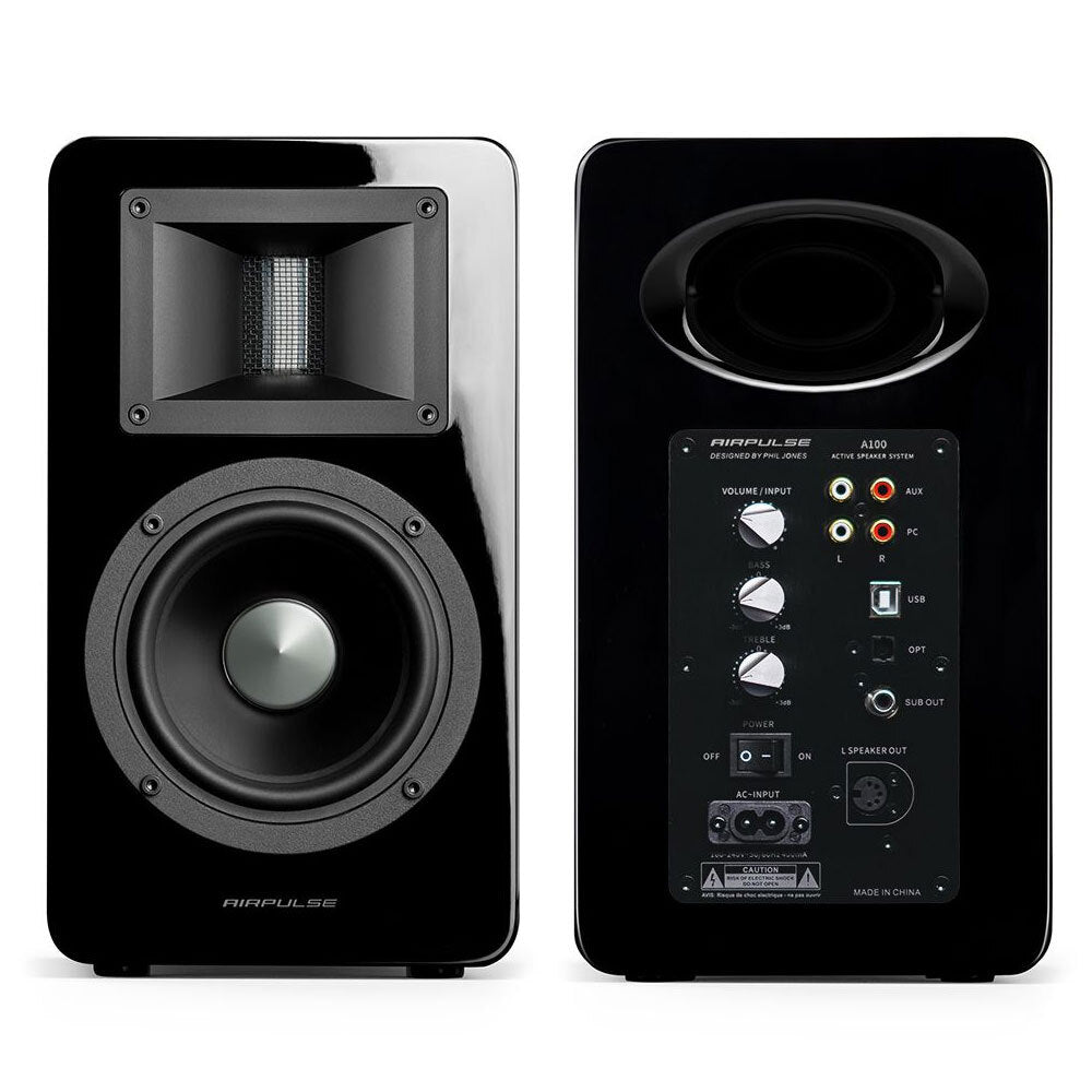 Airpulse A100 Active Wireless Speakers with WiiM Mini Streamer (Black)