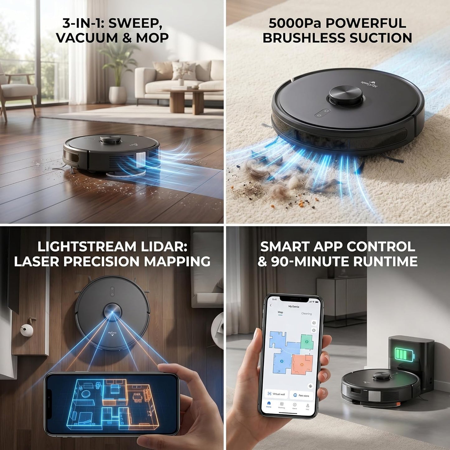 Mygenie Raptor Laser Robotic Vacuum