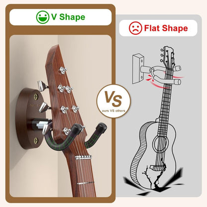 New Bee (2-Pack) V-Shaped Guitar Wall Mount Hanger for Acoustic Guitars