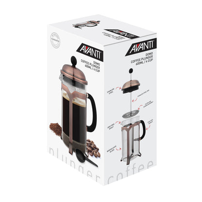 Avanti Domo Copper 4 Cup Coffee Plunger - 600Ml - Multi | Coffee Press | Coffee Plunger