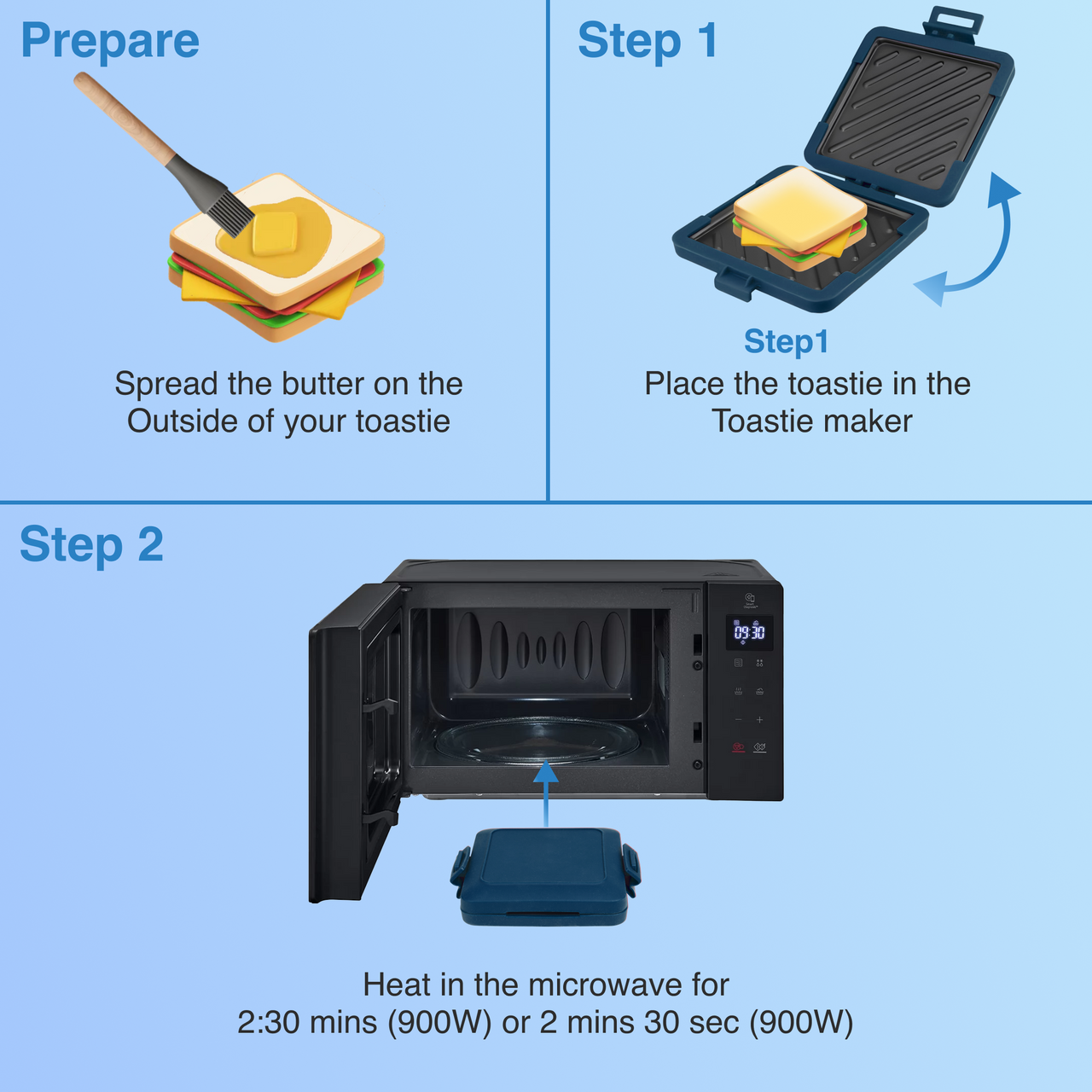Laser Heatwave Tech Microwave Toastie Maker (Blue)