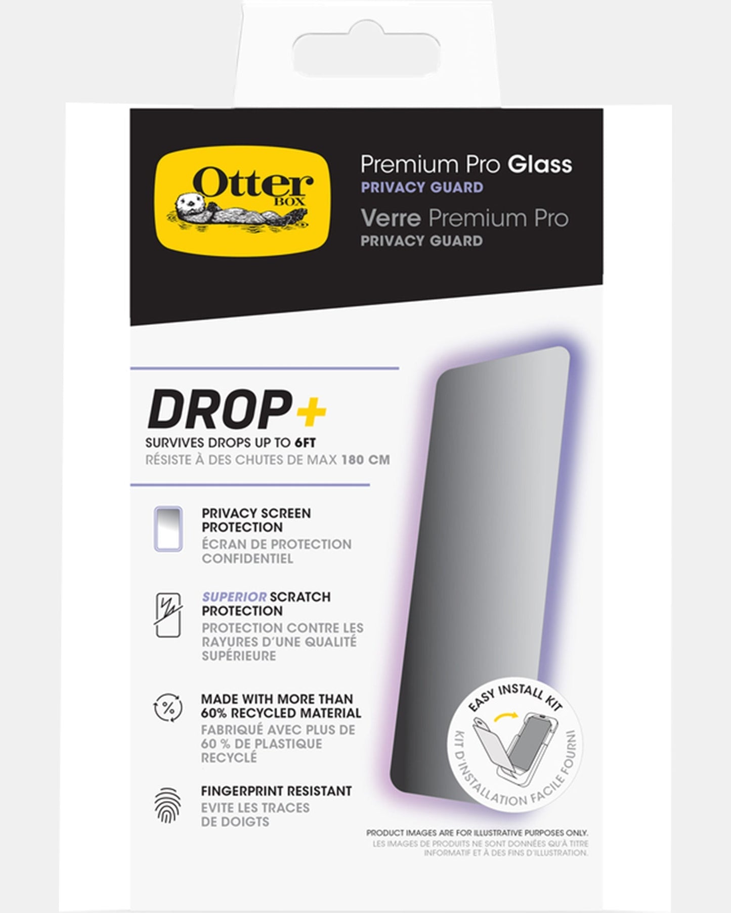OtterBox Pro Glass Privacy iPhone 16 Screen Protector Clear