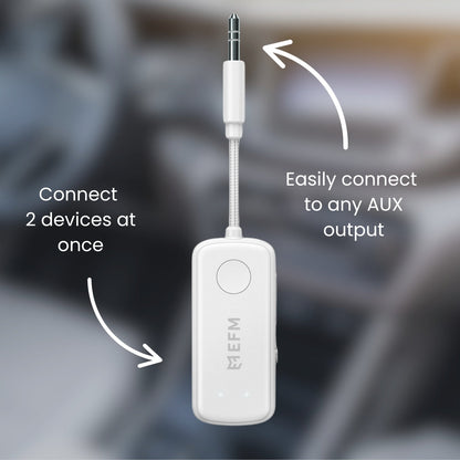 EFM Bluetooth Audio Adaptor with Universal Wireless Compatibility (White)
