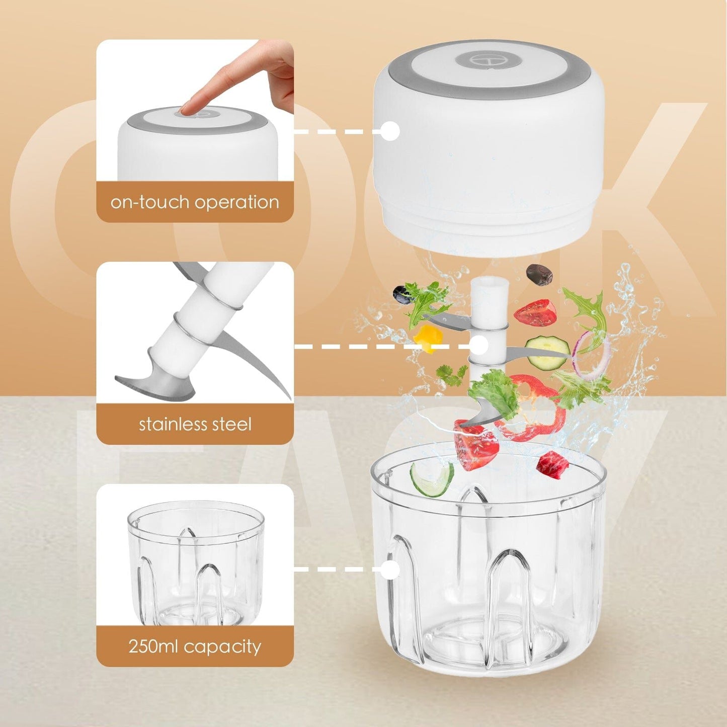 Cook Easy Portable Mini Food Processor 250ml
