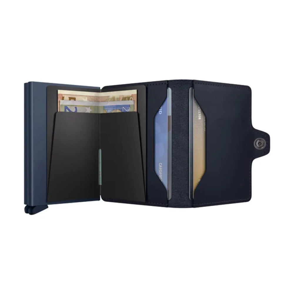Secrid Twinwallet Compact RFID Mens Travel Leather Wallet Navy