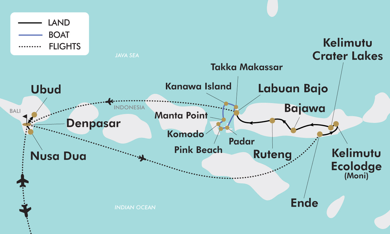 Indonesia Komodo and Flores Islands tour map