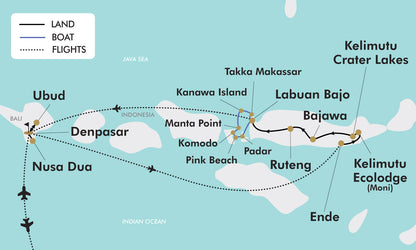 Indonesia Komodo and Flores Islands tour map