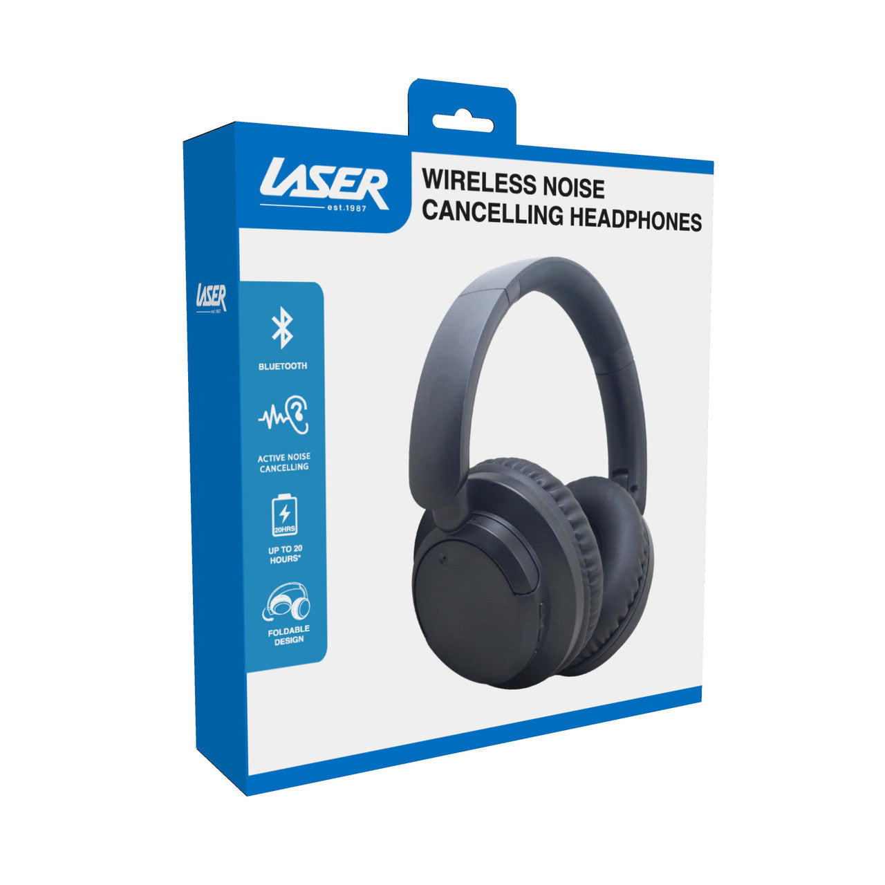 Laser Active Noise Cancelling Bluetooth Headphones (Black)