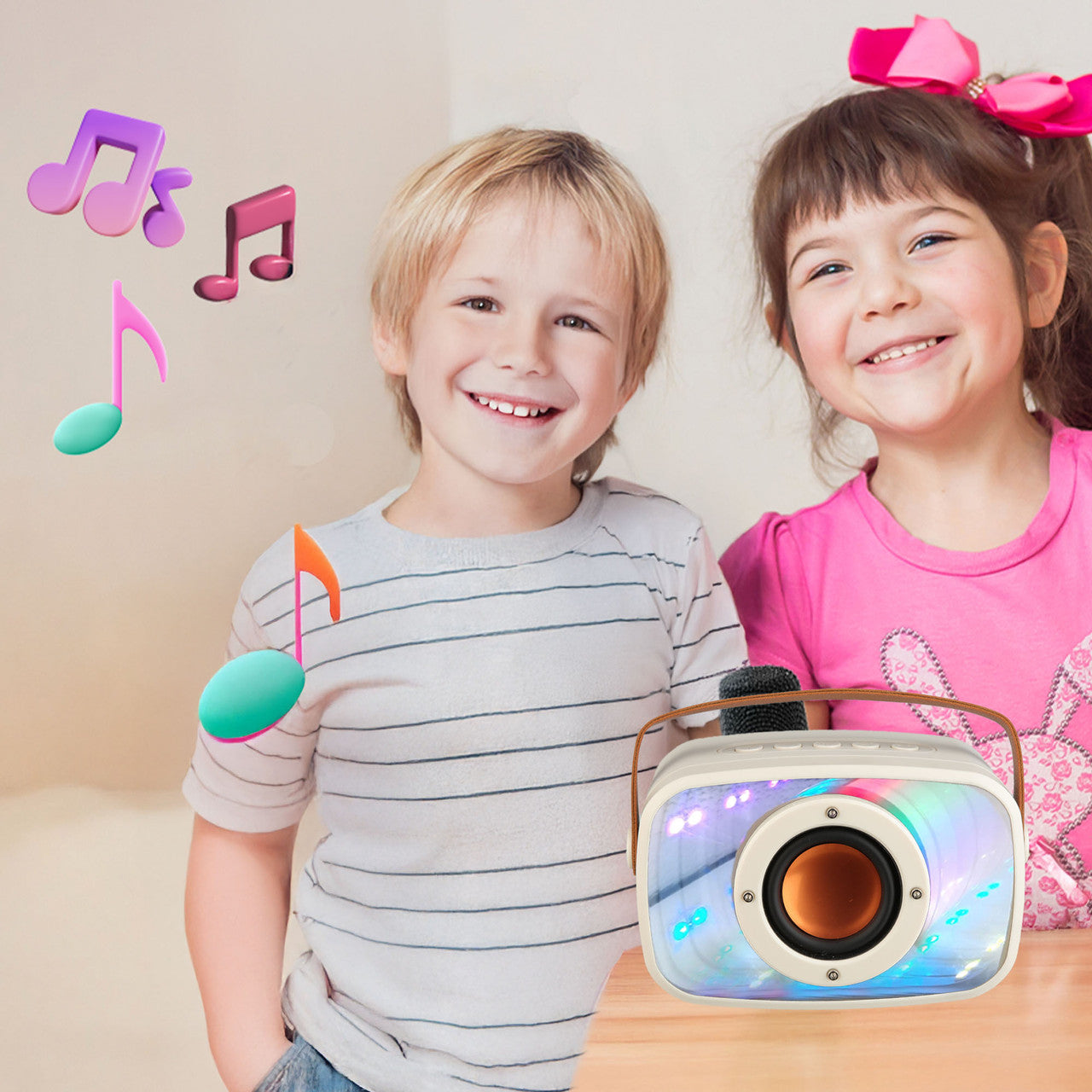 Laser Karaoke Speaker with Infinity Light Show and Mic
