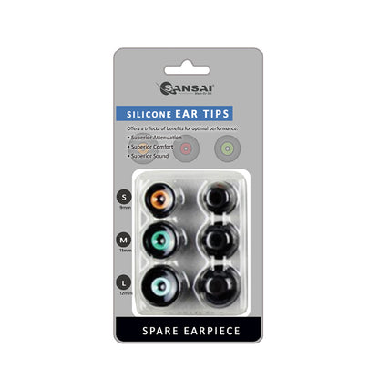 Sansai Replacement Silicone Ear Tips in Multi Size Pack (S/M/L)