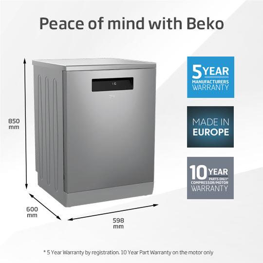 Beko BDF1640AX 16-Place Setting Freestanding Dishwasher (Stainless Steel)