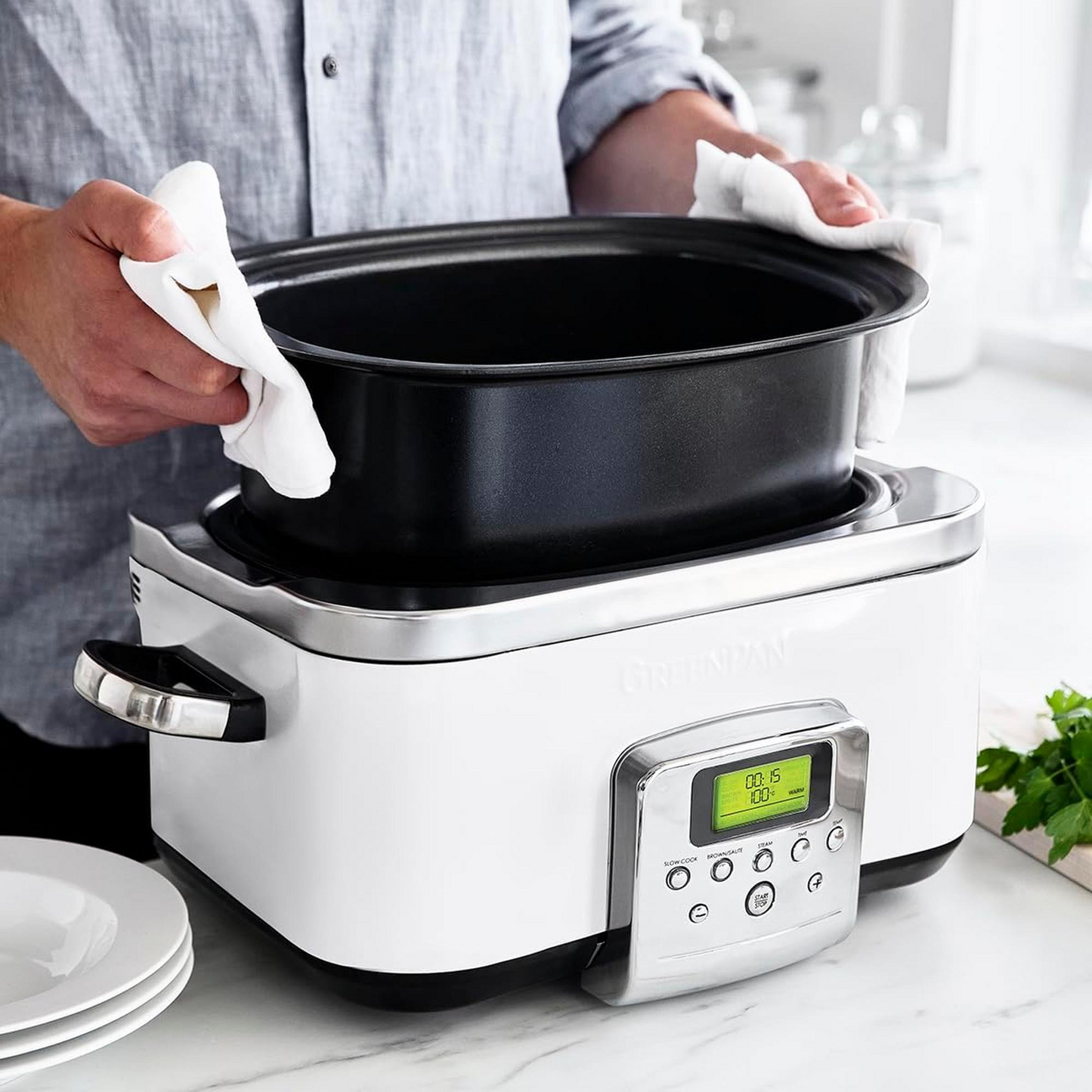 Greenpan Slow Cooker 6L (Cloud Cream)
