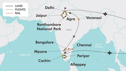 Ultimate India tour map