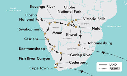 Ultimate African Adventure tour map
