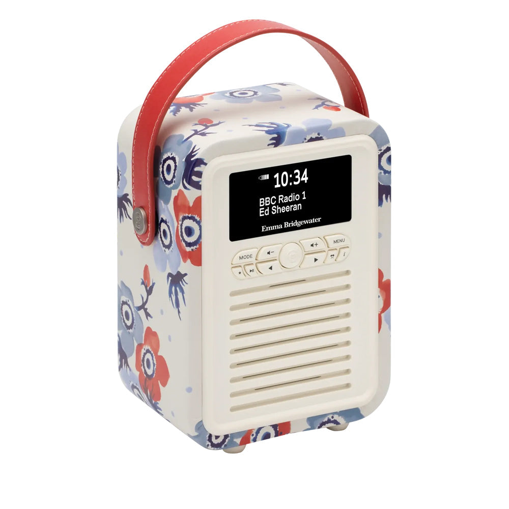 VQ Retro Mini DAB Radio Emma Bridgewater Anemone Bluetooth Alarm 60 Presets