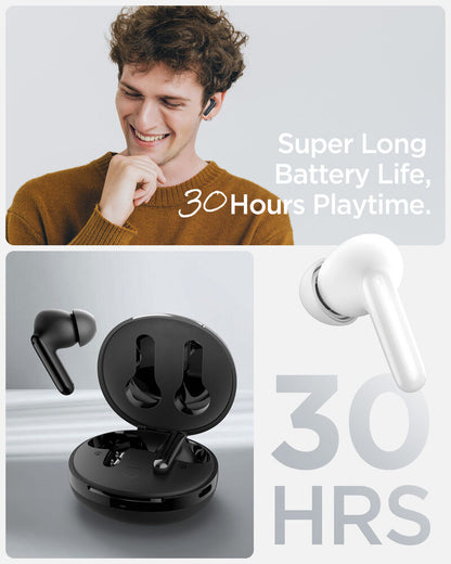 Spigen SPIGEN AUDIO Advanced Noise Cancellation in-Ear Earbuds SA-TW S10 Earphone (White)