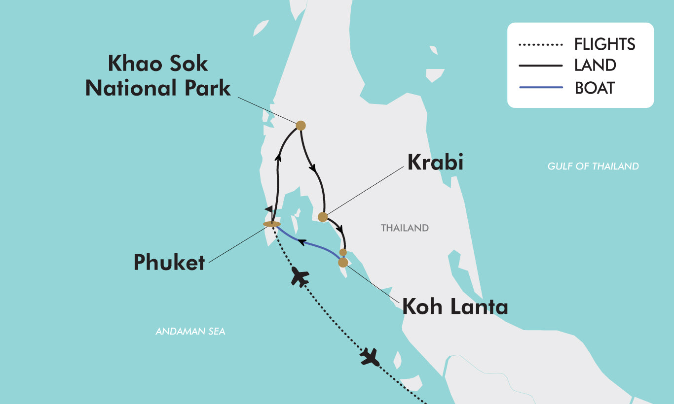 Southern Thailand Island Discovery route map