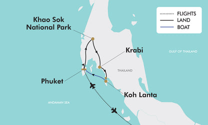 Southern Thailand Island Discovery route map