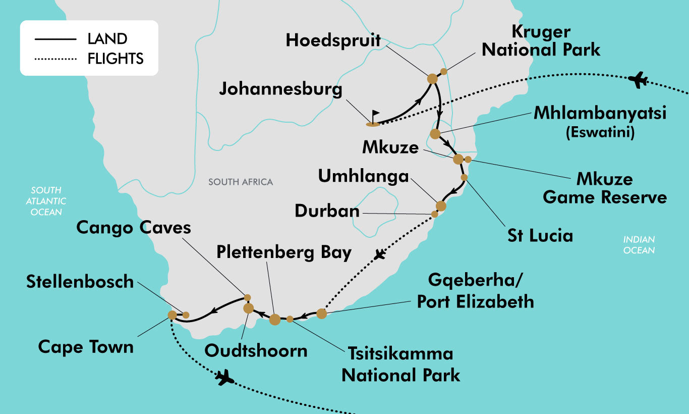 Grand South Africa tour map