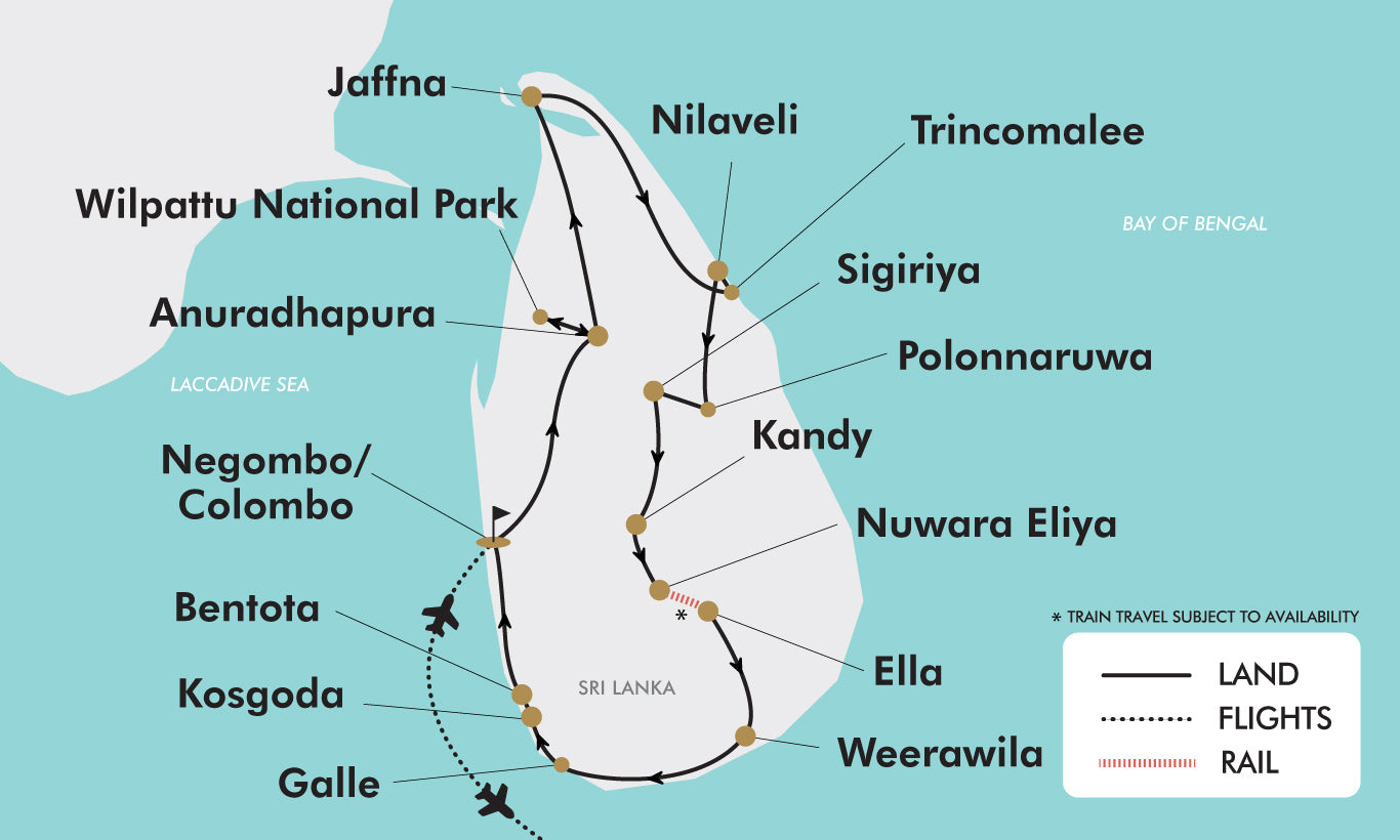 Ultimate Sri Lanka tour map