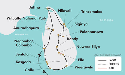 Ultimate Sri Lanka tour map