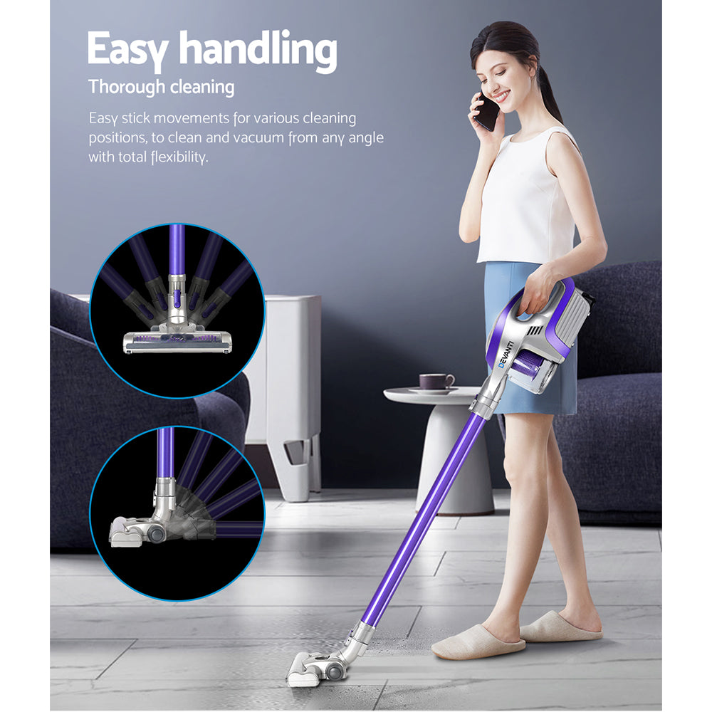 Devanti Stick Vacuum Cleaner Bagless Cordless 150W (Purple)