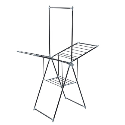 Boxsweden Foldable Clothes Airer with Hanging Rack 155x194cm (Black)