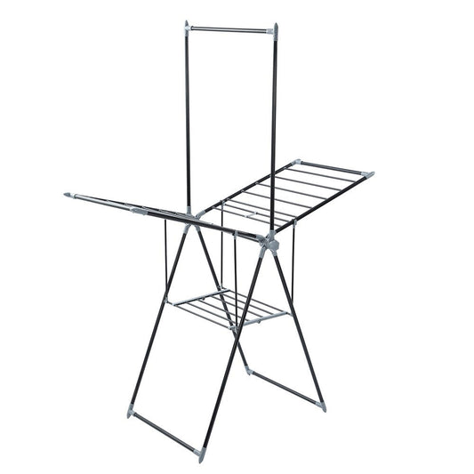Boxsweden Foldable Clothes Airer with Hanging Rack 155x194cm (Black)