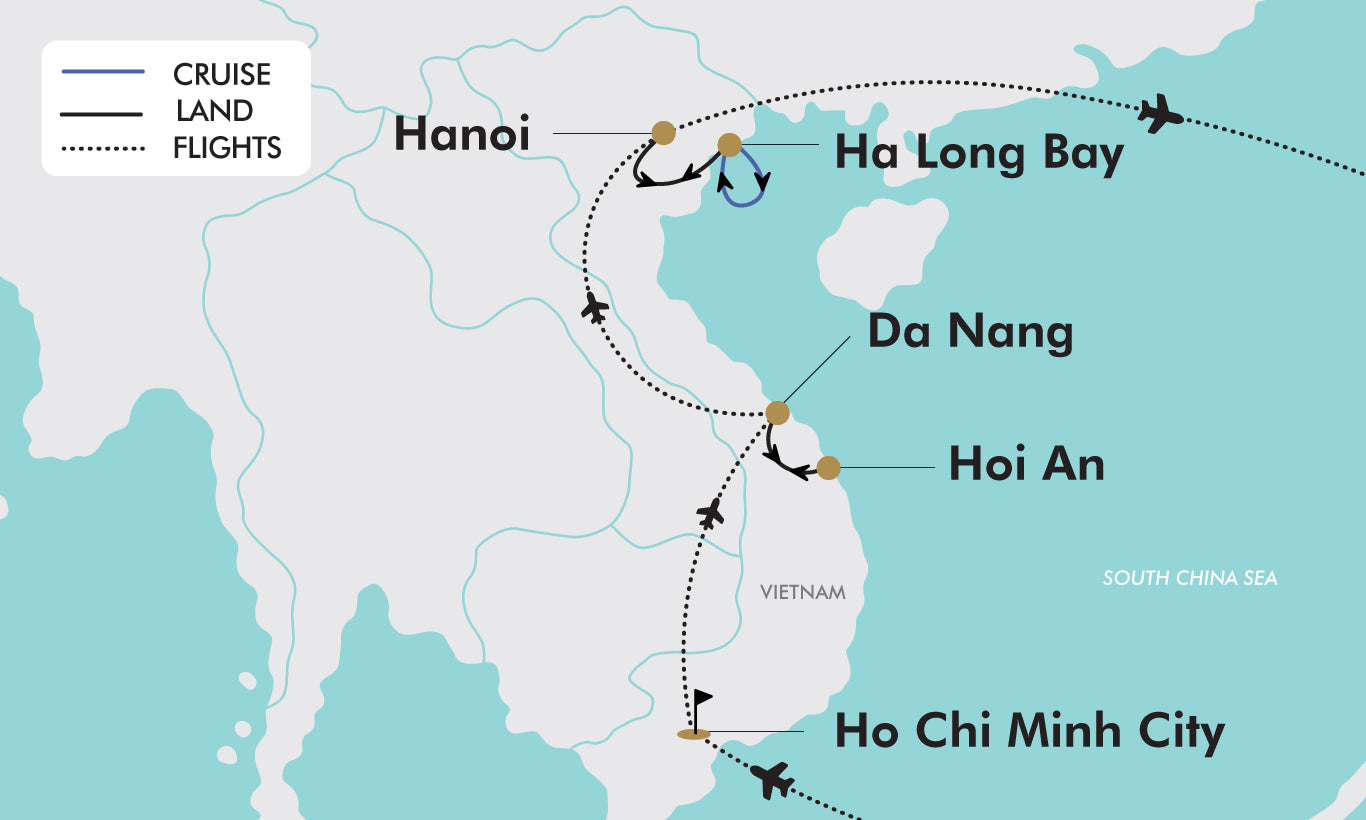 Highlights of Vietnam Tour Map
