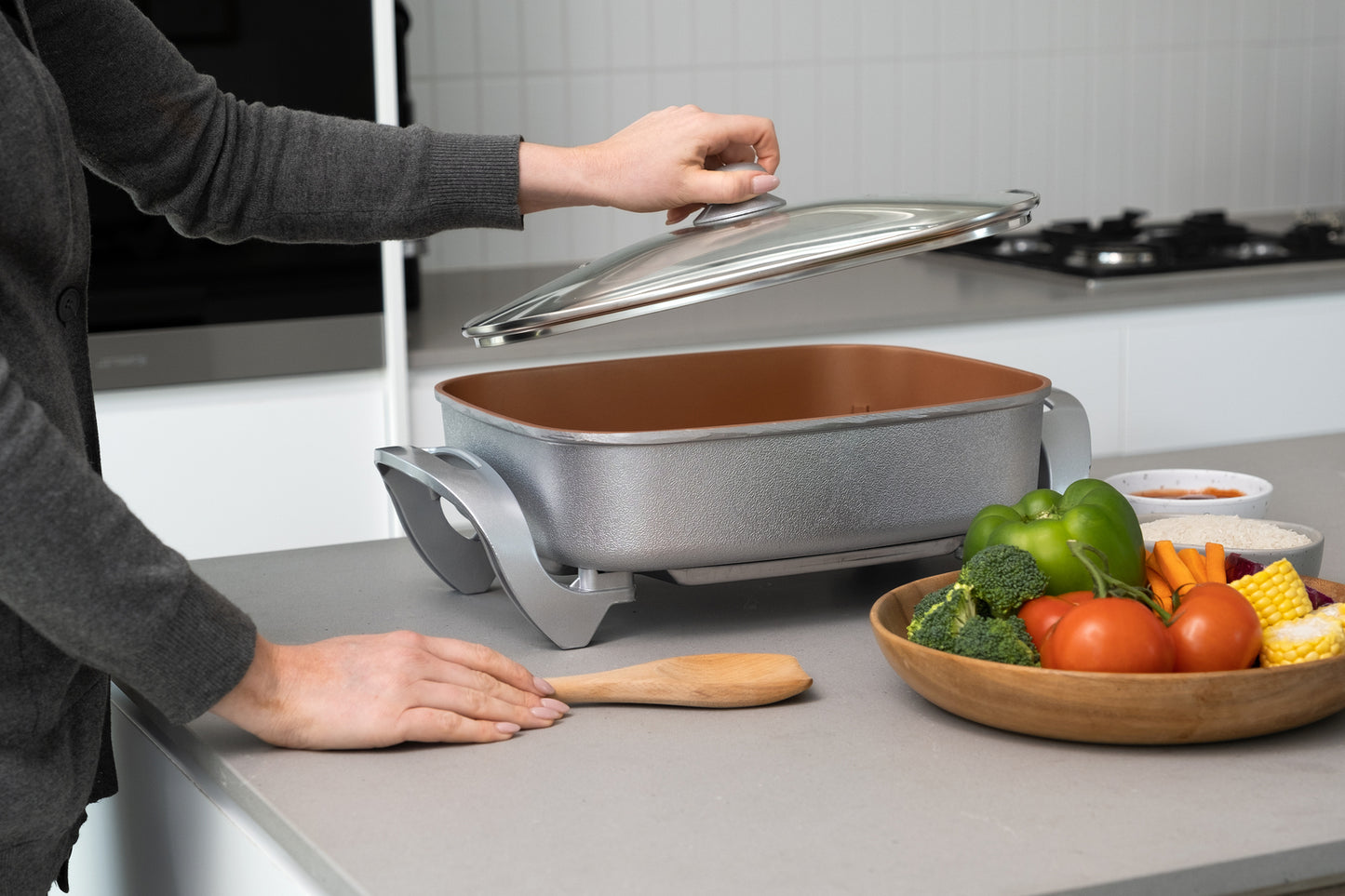 Healthy Choice 7.9L Electric Non-Stick Copper Fry Pan