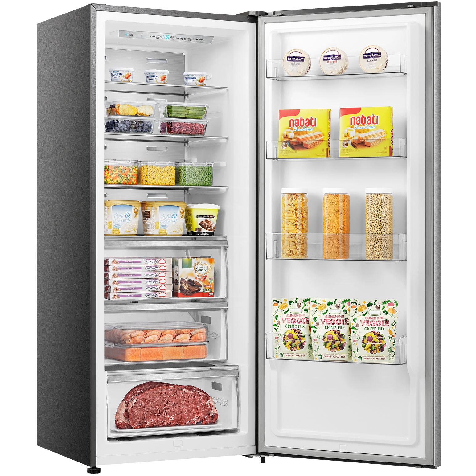 Hisense HRVF384S 384L Single Door Fridge or Freezer (Brushed Steel)