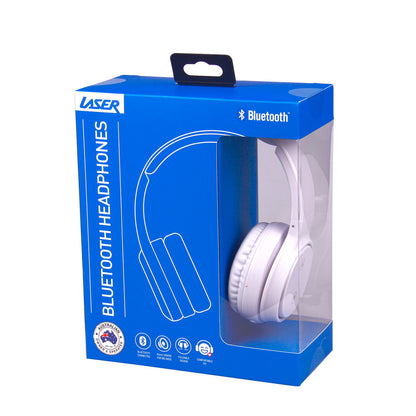 Laser Foldable Bluetooth Headphones with Mic (Bright White)