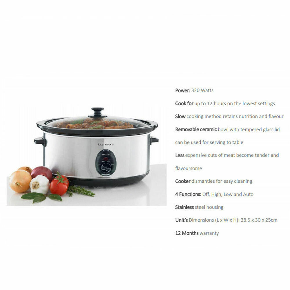 Maxim Kitchen Pro 6.0L Stainless Steel Slow Cooker