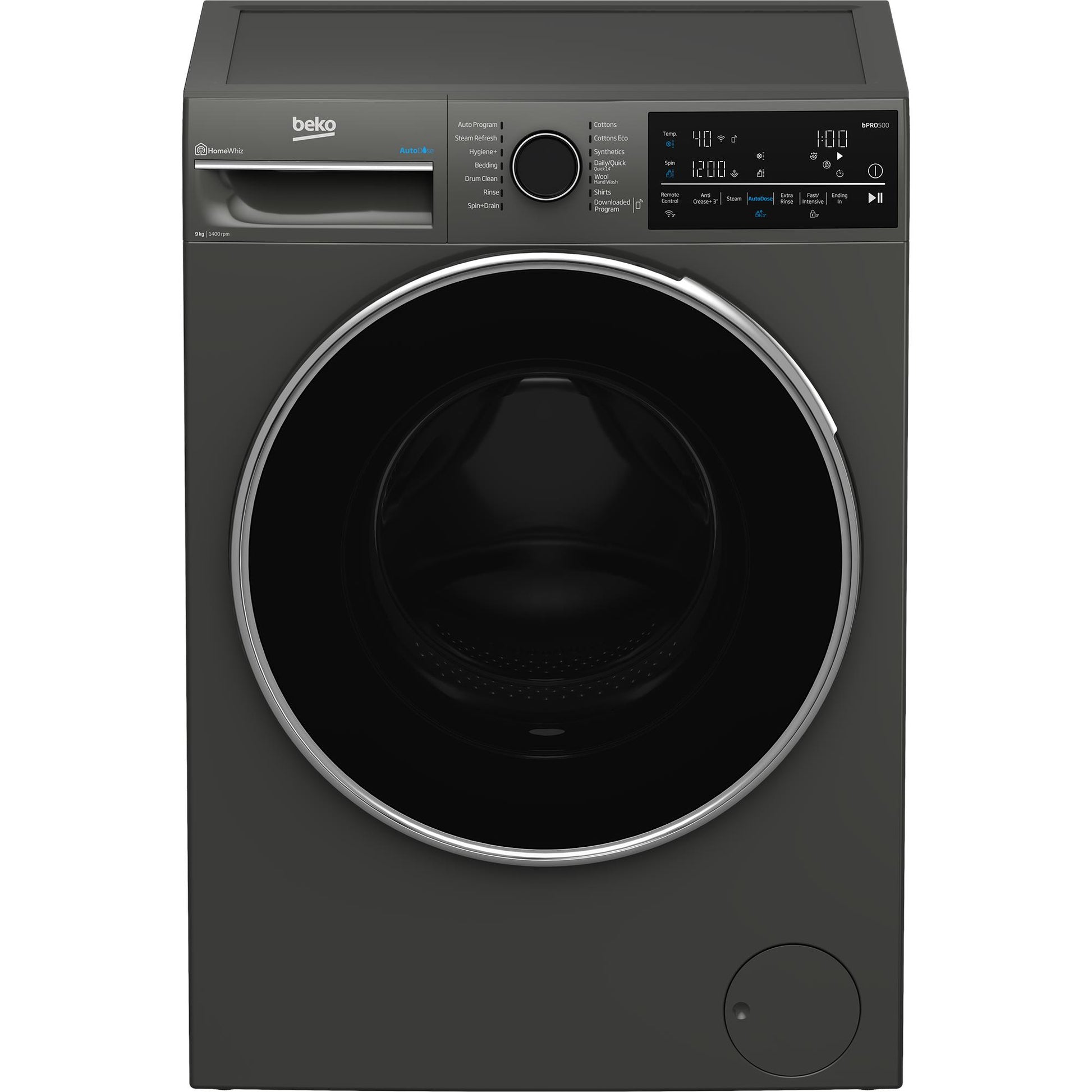 Beko BFLB904ADG 9kg Auto Dose Front Load Washing Machine (Graphite)