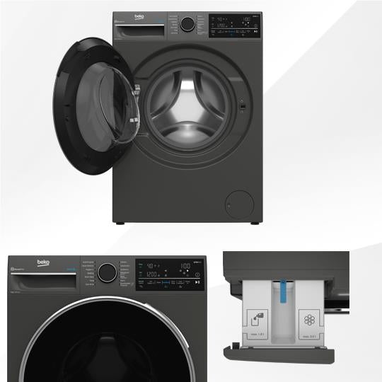 Beko BFLB904ADG 9kg Auto Dose Front Load Washing Machine (Graphite)