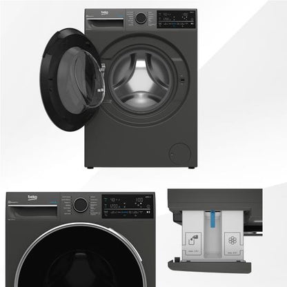 Beko BFLB904ADG 9kg Auto Dose Front Load Washing Machine (Graphite)
