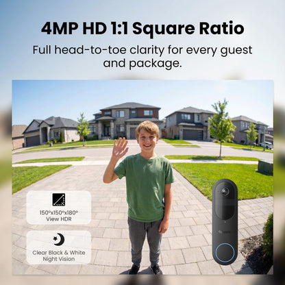 Reolink 2K 4MP Battery Video Doorbell Smart Detection Chime Black