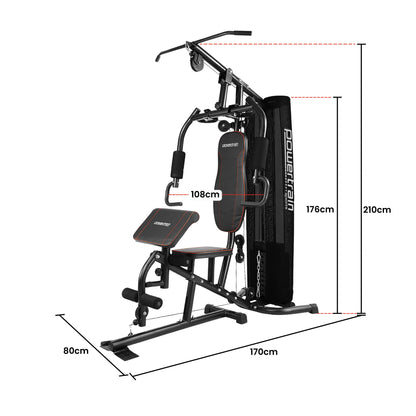 Powertrain Multi Station Home Gym with 68kg Weights Preacher Curl Pad
