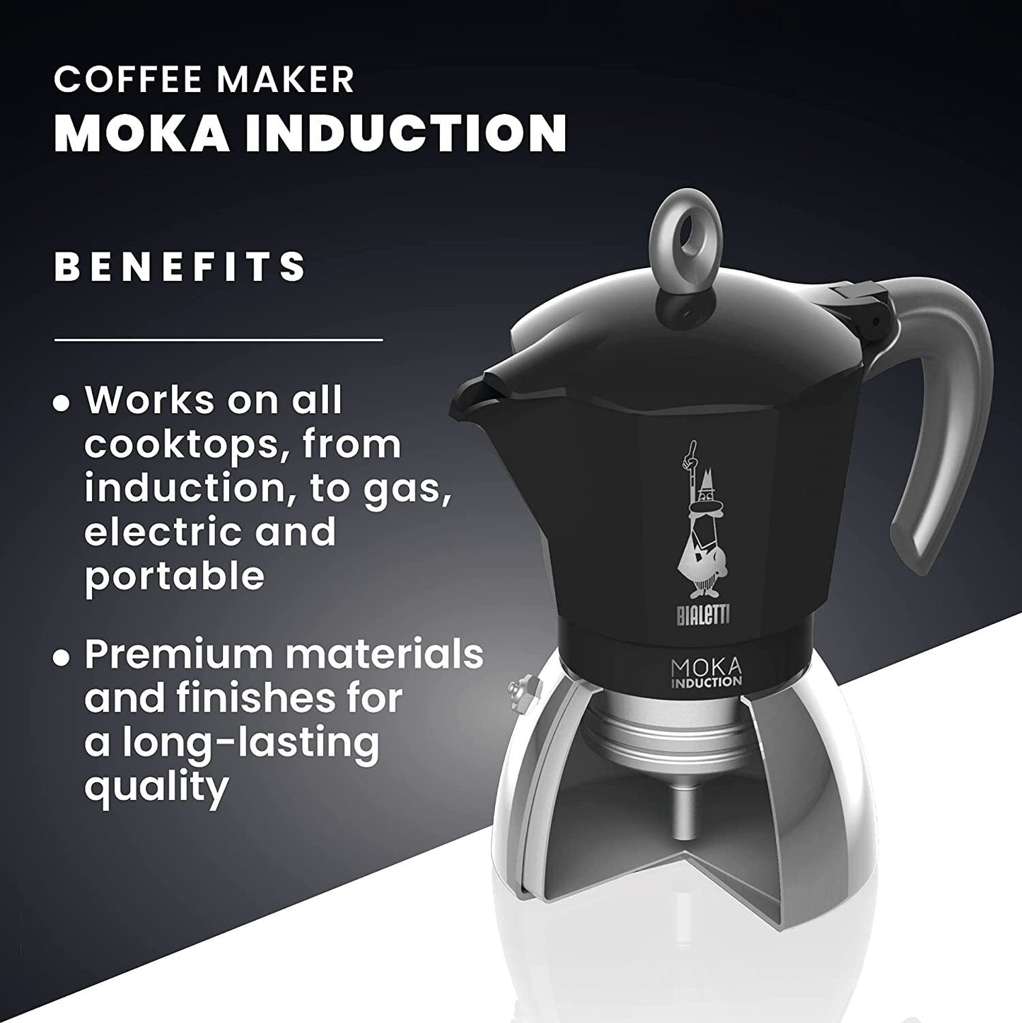 Bialetti Moka 6 Cup Induction Espresso Maker - Black