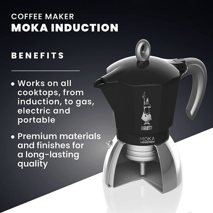 Bialetti Moka 2 Cup Induction Espresso Maker - Black