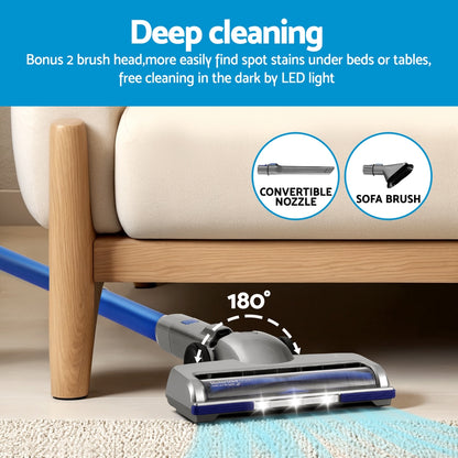 Devanti 300W Stick Vacuum Cleaner Cordless Self-Standing (Blue)