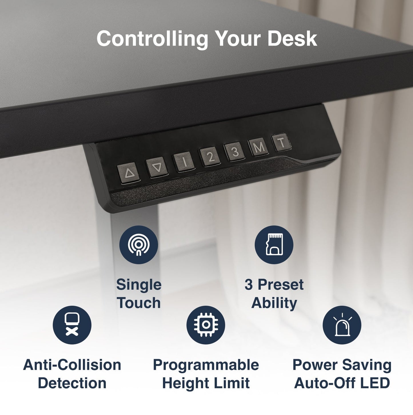 Desky Single Sit Stand Gaming Desk 200cm White Desktop and Space Grey Frame