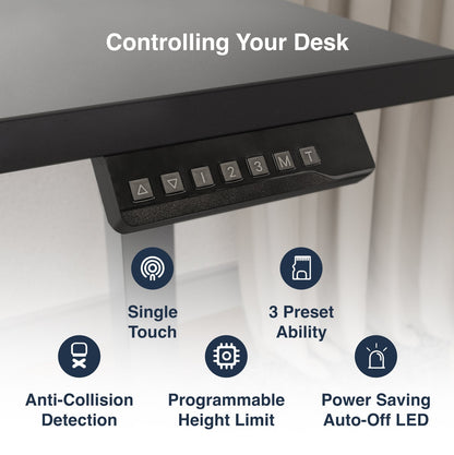Desky Single Sit Stand Gaming Desk 200cm White Desktop and Space Grey Frame