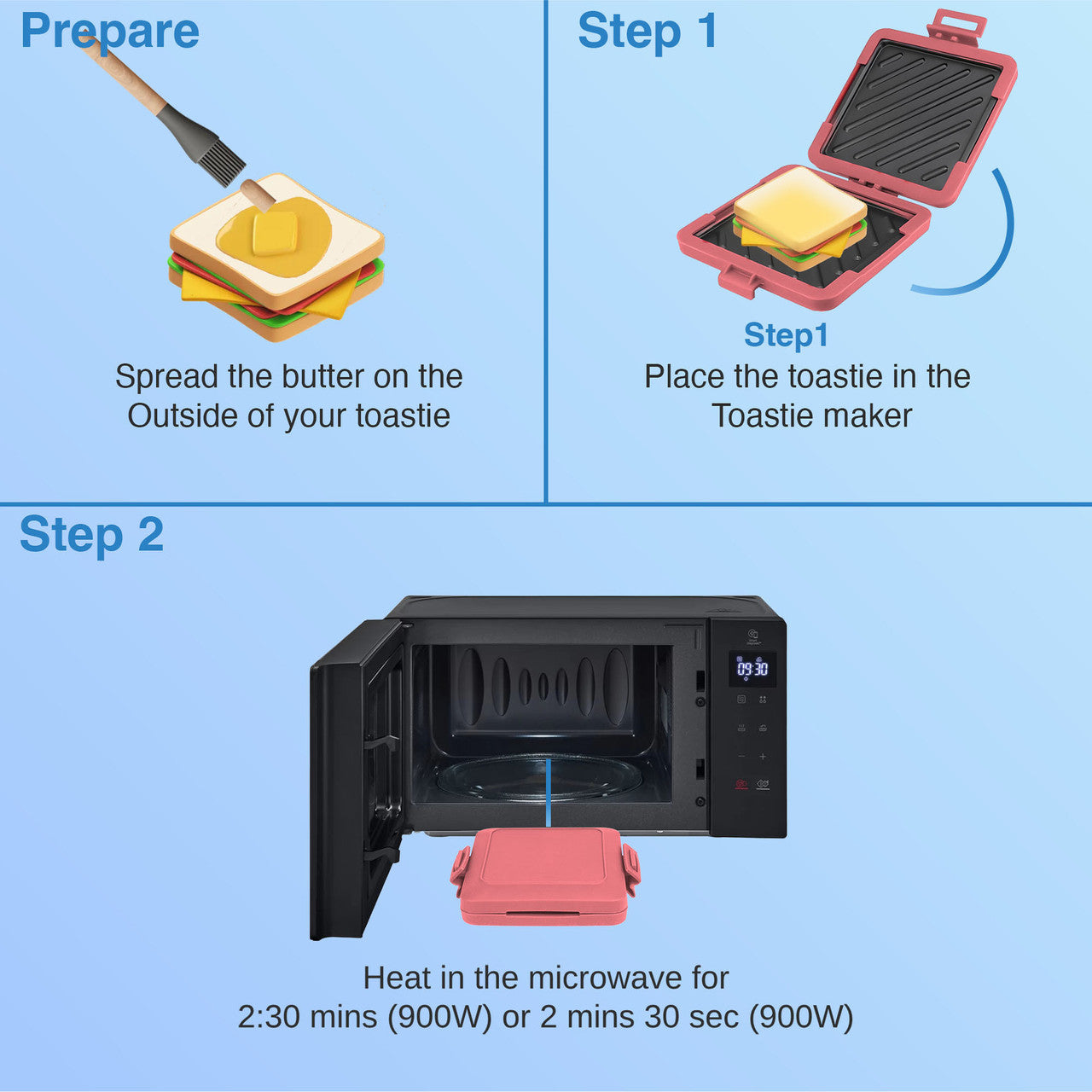 Laser Heatwave Tech Microwave Toastie Maker (Pink)