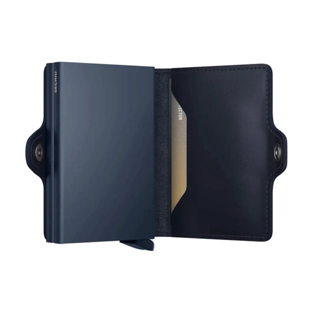 Secrid Twinwallet Compact RFID Mens Travel Leather Wallet Navy