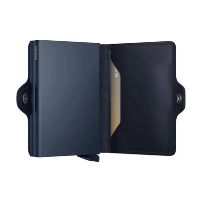 Secrid Twinwallet Compact RFID Mens Travel Leather Wallet Navy