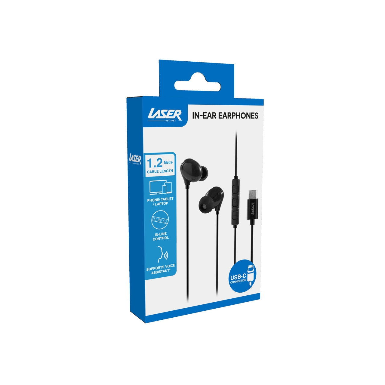 Laser Wired In-Ear Earphones with In-Line Controls (Black)