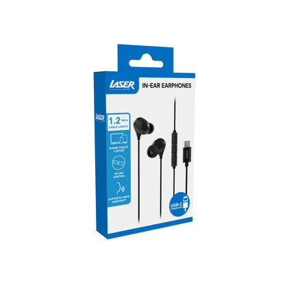 Laser Wired In-Ear Earphones with In-Line Controls (Black)