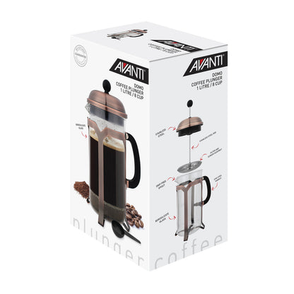 Avanti Domo Copper 8 Cup Coffee Plunger - 1 Litre - Multi | Coffee Press | Coffee Plunger