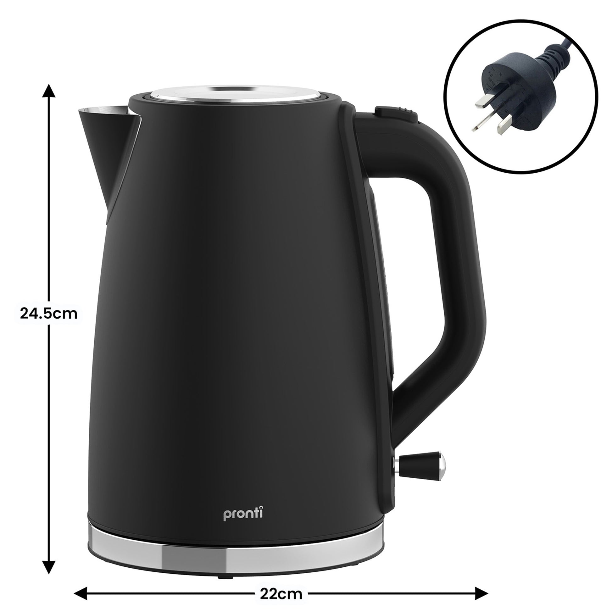 Pronti Breakfast Set with HomeMaid Coffee Machine, Silver Noir Toaster & Kettle